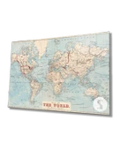 Dünya Haritası Haritası Dekoratif ve Modern Cam Tablo - 1