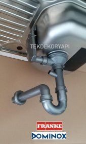 FRANKE 1 GÖZ EVYE SİFON TAKIMI KARE TAŞMA - 1