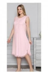 LİMİSSİ 313 Pembe Hamile Lohusa Dantelli Gecelik - 3