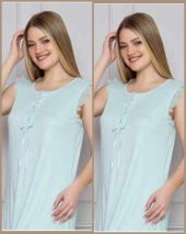 LİMİSSİ 313 Mavi Hamile Lohusa Dantelli Gecelik - 2