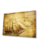 Eski Harita  Dekoratif ve Modern Cam Tablo thumbnail 1