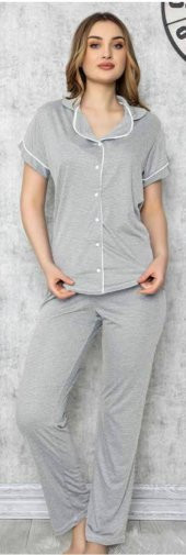 LİMİSSİ 618 Gri Önden Düğmeli  Pijama Tk - 2