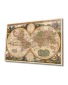 Eski Dünya Haritası  Dekoratif ve Modern Cam Tablo - 1