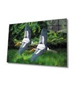 Leylek Hayvan Manzara Dekoratif ve Modern Cam Tablo - 1