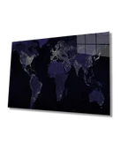 klasik Eski Dünya Haritası  Dekoratif ve Modern Cam Tablo - 1