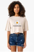 G-Dragon Peaceminusone Bej Kadın Crop Tshirt - 1