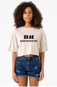 Babymonster Logo Bej Kadın Crop Tshirt - 1