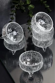 6'lı Ayaklı Kristal Cam Lüks Çerezlik / Lokumluk/ Reçellik (8X8X5 Cm) - 2