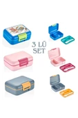3 Adet Design Kendinden Kaşıklı 5 Bölmeli 2 Katlı Beslenme Kutusu - 2