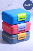 3 Adet Design Kendinden Kaşıklı 5 Bölmeli 2 Katlı Beslenme Kutusu - 1