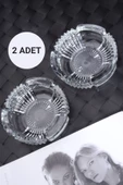 2 Adet Cam Kristal Lüks Küllük - Kül Tablası - Yuvarlak Kül Tabağı - 1