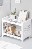 İki Katlı Banyo Mutfak Dolap İçi Düzenleyici Organizer Raf Çok Kullanışlı Raf Ünitesi thumbnail 2