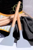 Bambu Saplı Silikon Spatula Füme 2 Adet - 1