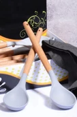 Bambu Saplı Silikon Kaşık Füme 2 Adet - 1
