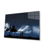 Arkadaş Dans Gece Yıldız Dekoratif ve Modern Cam Tablo - 1
