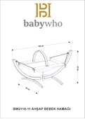 Babywho Bw2110 - Ahşap Bebek Hamak Beşik - Sallanır Sabitlenir Hamak Beşik - Gri - 9