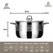 Saphire 3 Parça Indüksiyon Uyumlu Paslanmaz Çelik Tencere Tava Seti thumbnail 2