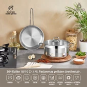 Saphire 3 Parça Indüksiyon Uyumlu Paslanmaz Çelik Tencere Tava Seti thumbnail 1