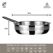 Saphire 3 Parça Indüksiyon Uyumlu Paslanmaz Çelik Tencere Tava Seti thumbnail 3