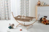Babywho Bw2111 - Ahşap Bebek Hamak Beşik - Sallanır Sabitlenir Hamak Beşik - Kahve - 2