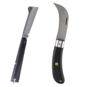 Plastik Saplı Bıçak Çakı Aşı Bıçağı Profesyonel Çelik Eğri Uçlu Bağ Ağaç Budama Aşı Çakısı 2'Lİ Set - 6