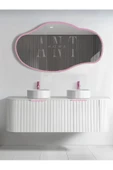 ant home Asimetrik 75x40 Cm Konsol Aynası, Dresuar Aynası, Tuvalet Aynası, Holl Aynası, Banyo Aynası Pembe thumbnail 2