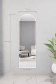 CG HOME Dekoratif Ayna Mdf Oval Boy Ayna Duvar Aynası 165x45 BEYAZ - 3