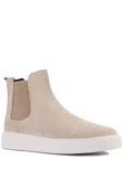 Shoetyle - Bej Renk Hakiki Süet Kadın Chelsea Bot - 6929 - 2