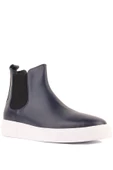 Shoetyle - Lacivert Hakiki Deri Kadın Chelsea Bot - 6929 - 2