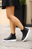 Shoetyle - Siyah Hakiki Deri Kadın Chelsea Bot - 6929 - 3