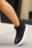 Shoetyle - Siyah Hakiki Deri Kadın Chelsea Bot - 6929 - 5