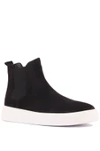 Shoetyle - Siyah Hakiki Süet Kadın Chelsea Bot - 6929 - 2