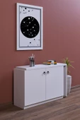 mokaparkavm İki Kapaklı İki Raflı Sürgülü Pratik Çok Amaçlı Mutfak Masası Yemek Masası Çalışma Masası - 4