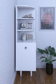 mokaparkavm 3 Raflı Tek Kapaklı Modern Ayaklı Vitrin Gümüşlük Çok Amaçlı Dolap - 1