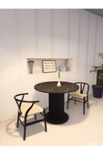 mokaparkavm Özel Tasarım Yuvarlak Modern Ahşap Ayaklı 4 Kişilik Sabit Şık Yemek Masası Mutfak Masası thumbnail 3