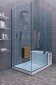 mokaparkavm Ahşap Duvara Monte Katlanabilir Metal Ayaklı Banyo Taburesi - 2