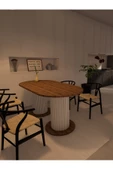 mokaparkavm Oval Dekoratif Ahşap Ayaklı 6 Kişilik Yemek Masası Mutfak Masası - 4