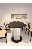 mokaparkavm Oval Dekoratif Ahşap Ayaklı 6 Kişilik Yemek Masası Mutfak Masası - 3