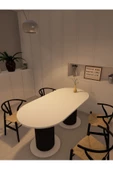mokaparkavm Oval Dekoratif Ahşap Ayaklı 6 Kişilik Yemek Masası Mutfak Masası - 4