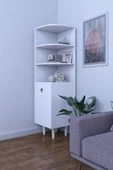 mokaparkavm 3 Raflı Tek Kapaklı Modern Ayaklı Vitrin Gümüşlük Çok Amaçlı Dolap - 1