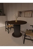 mokaparkavm Yuvarlak Modern  Ahşap Ayaklı 4 Kişilik Sabit Şık Yemek Masası Mutfak Masası - 4