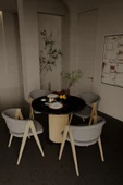 mokaparkavm Yuvarlak Modern  Ahşap Ayaklı 4 Kişilik  Şık Yemek Masası Mutfak Masası - 3