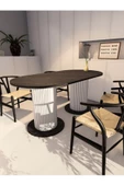 mokaparkavm Oval Dekoratif Ahşap Ayaklı 6 Kişilik Yemek Masası Mutfak Masası - 1