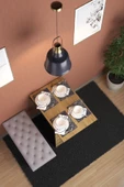 mokaparkavm Katlanır Raylı Dikdörtgen  Tek Tabureli Dekoratif Mutfak Masası Yemek  Masası - 3