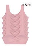 Bravie Geniş Askılı Yumuşak Süngerli Kız Çocuk Pamuk Büstiyer 5'li Paket Toz Pembe thumbnail 2
