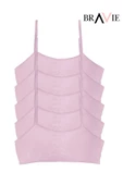 Bravie İp Askılı Yumuşak Süngerli Kız Çocuk Pamuk Büstiyer 5'li Paket Toz Pembe thumbnail 2