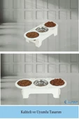 Evene Mama Su Kabı Paslanmaz Çelik Taslı 3'lü Ahşap Kedi Ve Köpek Suluk Oval Model - 6