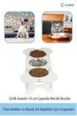 Evene Mama Su Kabı Paslanmaz Çelik Taslı 3'lü Ahşap Kedi Ve Köpek Suluk Kemik Model thumbnail 3