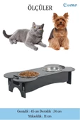Evene Mama Su Kabı Paslanmaz Çelik Taslı 2'li Ahşap Kedi Ve Köpek Suluk Kemik Model thumbnail 2