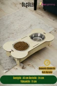 StarLightning Ahşap Kedi Mama Kabı Standı Açık Meşe Premium Boyalı Paslanmaz Çelik Kaseli Model 2 - 2